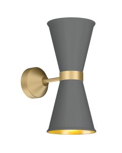 Hyde 2 Light Wall Light Butter Brass and Lead Grey