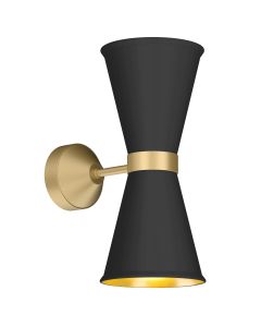 Hyde 2 Light Wall Light Butter Brass and Black
