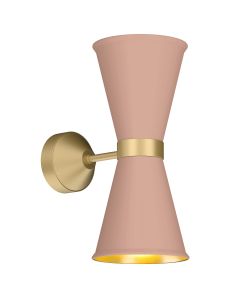 Hyde 2 Light Wall Light Butter Brass and Blush Pink