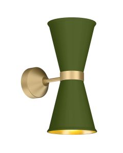 Hyde 2 Light Wall Light Butter Brass and Juniper Green