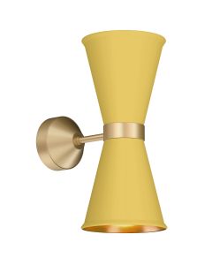 Hyde 2 Light Wall Light Butter Brass and Lemondrop