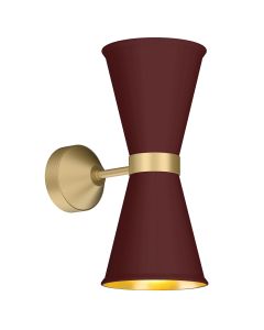 Hyde 2 Light Wall Light Butter Brass and Aubergine