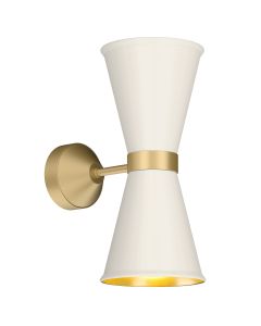 Hyde 2 Light Wall Light Butter Brass and Coconut