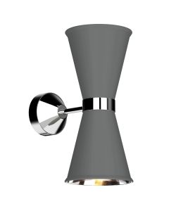 Hyde 2 Light Wall Light Polished Chrome and Lead Grey