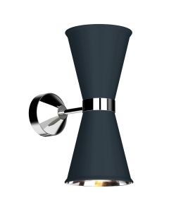 Hyde 2 Light Wall Light Polished Chrome and Smoke Blue