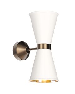 Hyde 2 Light Wall Light Antique Brass and Arctic White