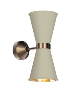 Hyde 2 Light Wall Light Antique Brass and Pebble