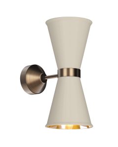 Hyde 2 Light Wall Light Antique Brass and Cotswold Cream
