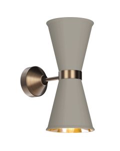Hyde 2 Light Wall Light Antique Brass and Powder Grey
