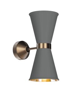 Hyde 2 Light Wall Light Antique Brass and Lead Grey