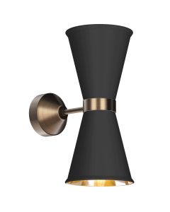 Hyde 2 Light Wall Light Antique Brass and Black