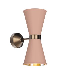 Hyde 2 Light Wall Light Antique Brass and Blush Pink