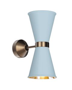 Hyde 2 Light Wall Light Antique Brass and Amalfi Blue