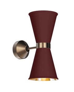 Hyde 2 Light Wall Light Antique Brass and Aubergine