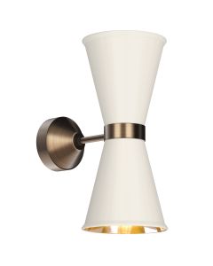 Hyde 2 Light Wall Light Antique Brass and Coconut