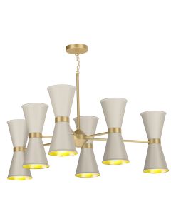 Hyde 12 Light Pendant Butter Brass and Cotswold Cream