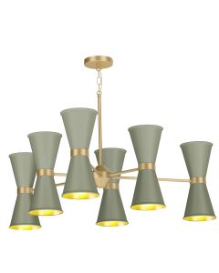 Hyde 12 Light Pendant Butter Brass and Sage Green