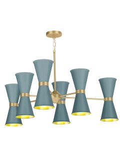 Hyde 12 Light Pendant Butter Brass and River Blue