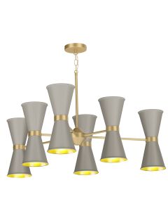 Hyde 12 Light Pendant Butter Brass and Powder Grey