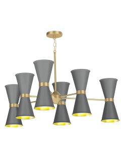 Hyde 12 Light Pendant Butter Brass and Lead Grey
