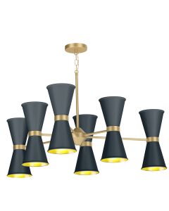 Hyde 12 Light Pendant Butter Brass and Smoke Blue