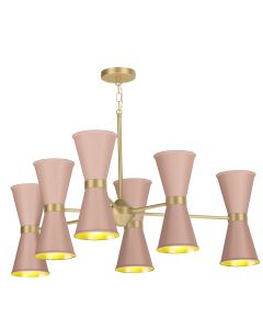 Hyde 12 Light Pendant Butter Brass and Blush Pink