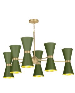 Hyde 12 Light Pendant Butter Brass and Juniper Green