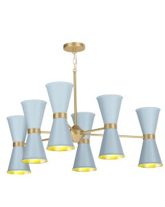 Hyde 12 Light Pendant Butter Brass and Amalfi Blue