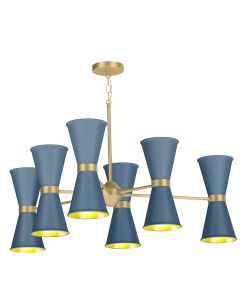 Hyde 12 Light Pendant Butter Brass and Persian Blue