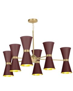 Hyde 12 Light Pendant Butter Brass and Aubergine