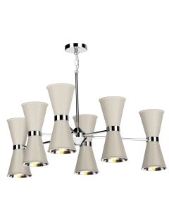 Hyde 12 Light Pendant Polished Chrome and Cotswold Cream
