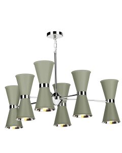 Hyde 12 Light Pendant Polished Chrome and Sage Green