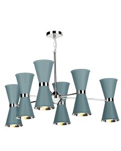 Hyde 12 Light Pendant Polished Chrome and River Blue