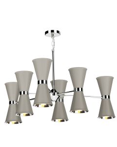 Hyde 12 Light Pendant Polished Chrome and Powder Grey