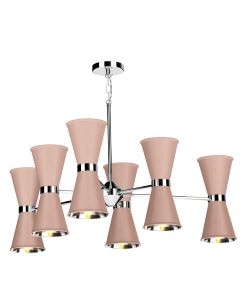 Hyde 12 Light Pendant Polished Chrome and Blush Pink