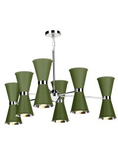 Hyde 12 Light Pendant Polished Chrome and Juniper Green