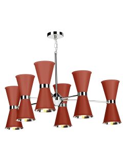 Hyde 12 Light Pendant Polished Chrome and Strawberry