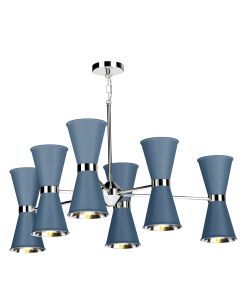 Hyde 12 Light Pendant Polished Chrome and Persian Blue