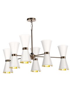 Hyde 12 Light Pendant Antique Brass and Arctic White