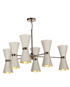 Hyde 12 Light Pendant Antique Brass and Cotswold Cream