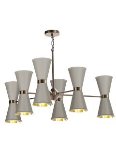 Hyde 12 Light Pendant Antique Brass and Powder Grey