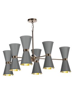 Hyde 12 Light Pendant Antique Brass and Lead Grey