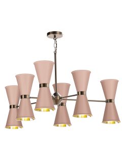 Hyde 12 Light Pendant Antique Brass and Blush Pink