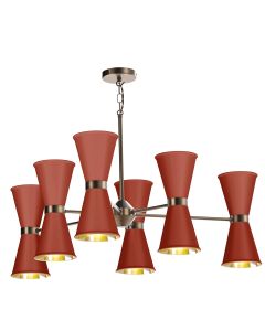 Hyde 12 Light Pendant Antique Brass and Strawberry