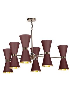 Hyde 12 Light Pendant Antique Brass and Aubergine