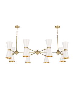 Hyde 16 Light Pendant Brushed Brass and Arctic White