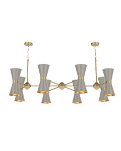 Hyde 16 Light Pendant Brushed Brass and Powder Grey