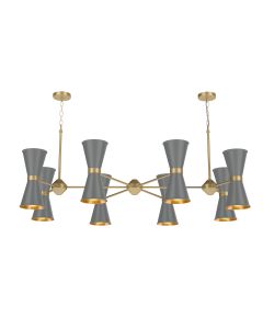 Hyde 16 Light Pendant Brushed Brass and Lead Grey