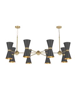 Hyde 16 Light Pendant Brushed Brass and Black