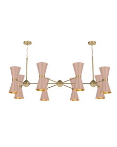 Hyde 16 Light Pendant Brushed Brass and Blush Pink